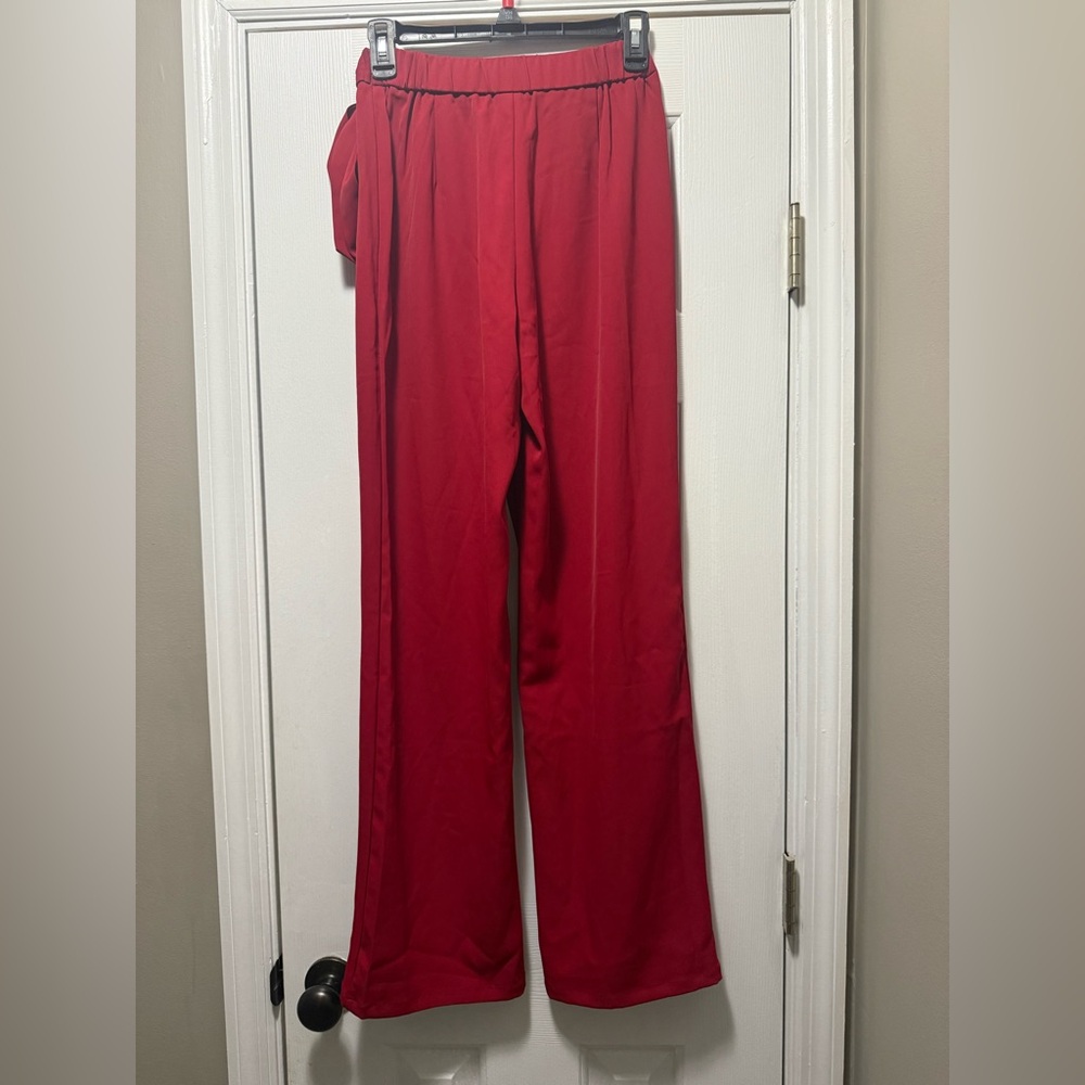 ❤️ Halara High-Waist Wrap Wide-Leg Pants Size XS Tall | Red | NWT - Picture 2 of 9
